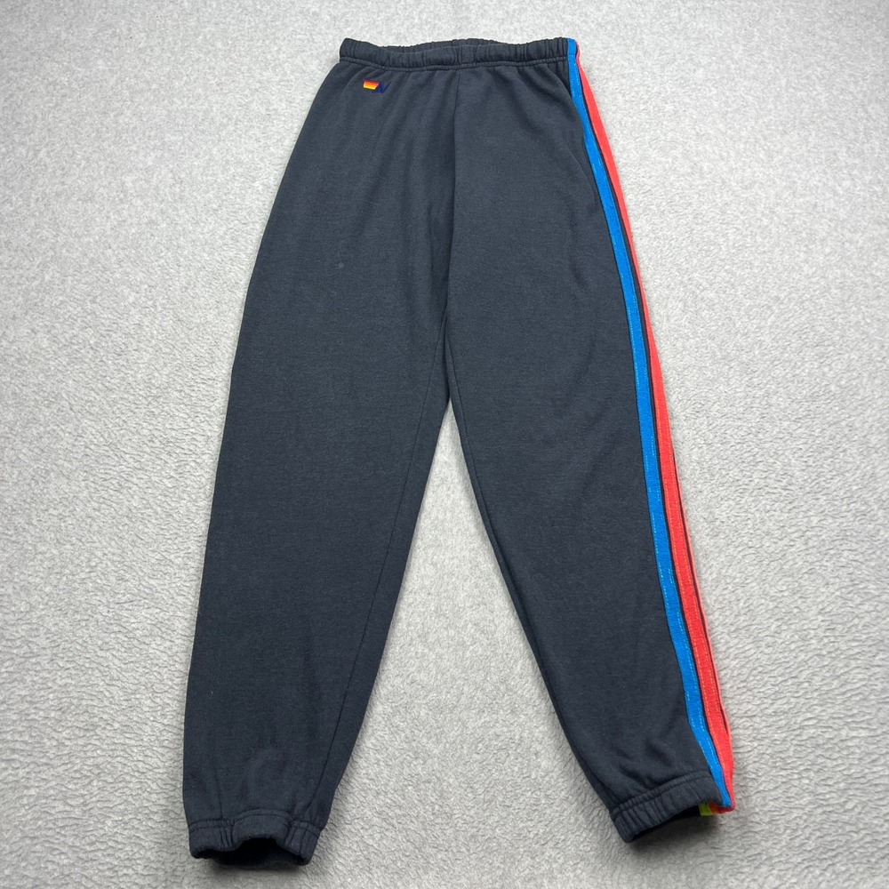 Aviator Nation Sweatpants Womens Medium Rainbow Stripe Fleece Jogger Made in USA
